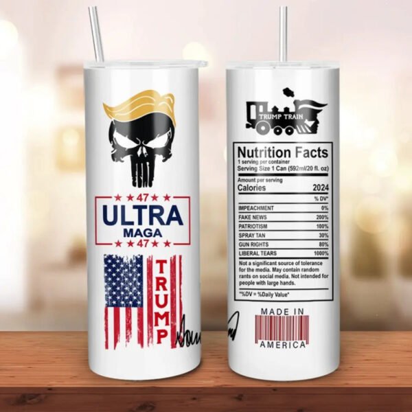 ULTRA MAGA 47. Trump Train - US Elections Skinny Tumbler - Gift For Trump Supporters