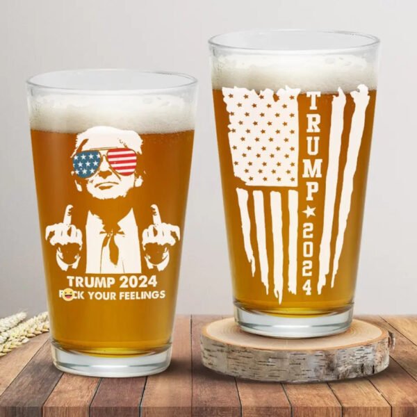 Trump 2024. Haters Gonna Hate - US Election Beer Glass