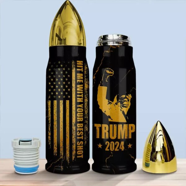 Hit Me With Your Best Shot. Trump 2024 - US Election. Donald Trump Bullet Tumbler