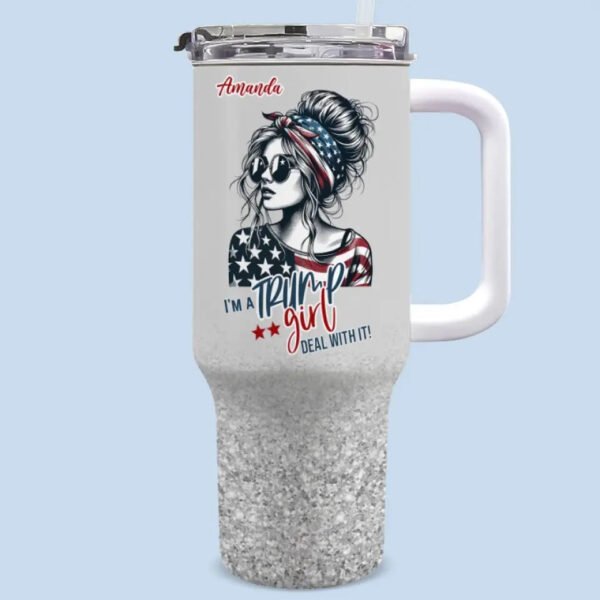 Conservative Girl. Deal With It - US Election Personalized Custom 40 Oz Stainless Steel Tumbler With Handle - Gift For Best Friends. BFF. Sisters