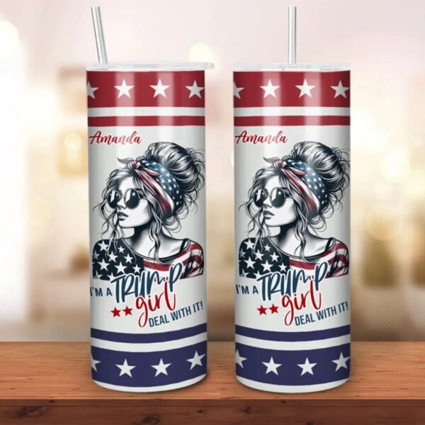 Trump Girl. Get Over It - US Elections Personalized Custom Skinny Tumbler. Trump Tumbler - Gift For Best Friends. BFF. Sisters