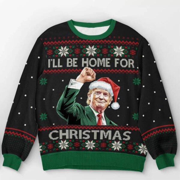 I'll Be Home For Christmas To Celebrate With You - US Election Ugly Sweatshirt - Unisex Wool Jumper - Christmas Gift For Red-Wave Supporters