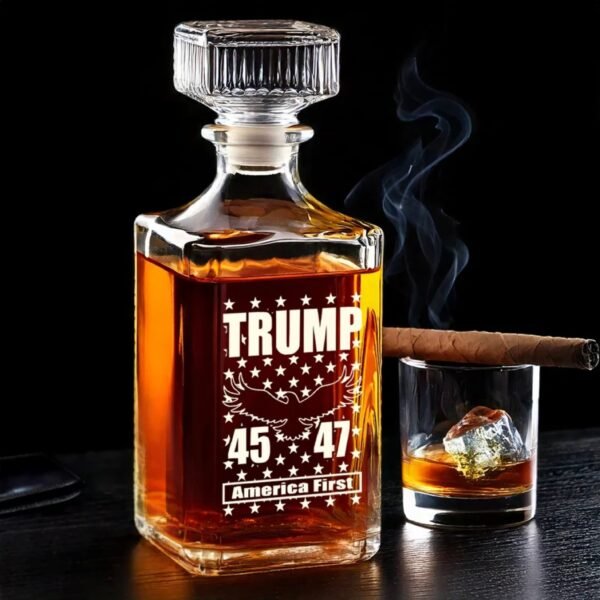 No. 1 American-Brewed Backbone & Grit - US Patriotic Pride Glass Whiskey Bottle