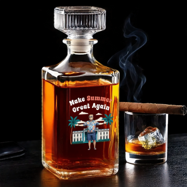 Make Summer Great Again - US Patriotic Pride Glass Whiskey Bottle