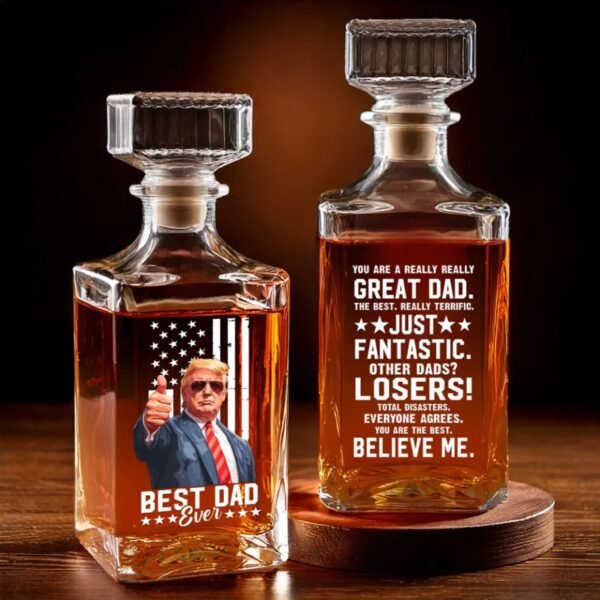 One Serving Per Family. Lifetime Supply Of Love - US Patriotic Pride Glass Whiskey Bottle