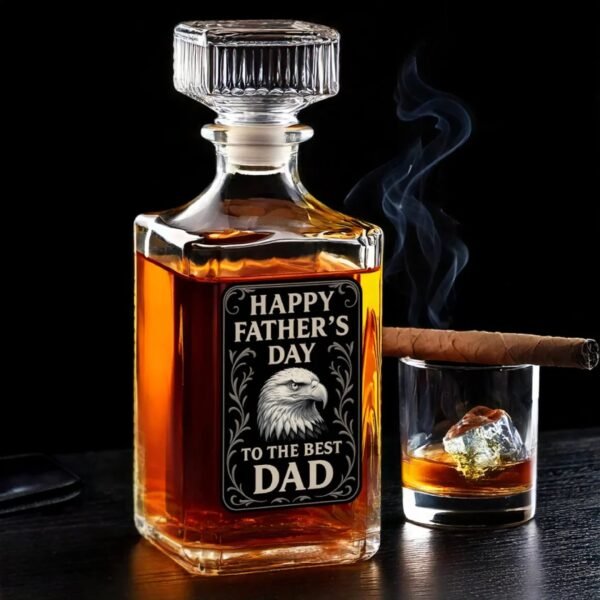 Happy Father's Day To The Best Dad - US Patriotic Pride Glass Whiskey Bottle