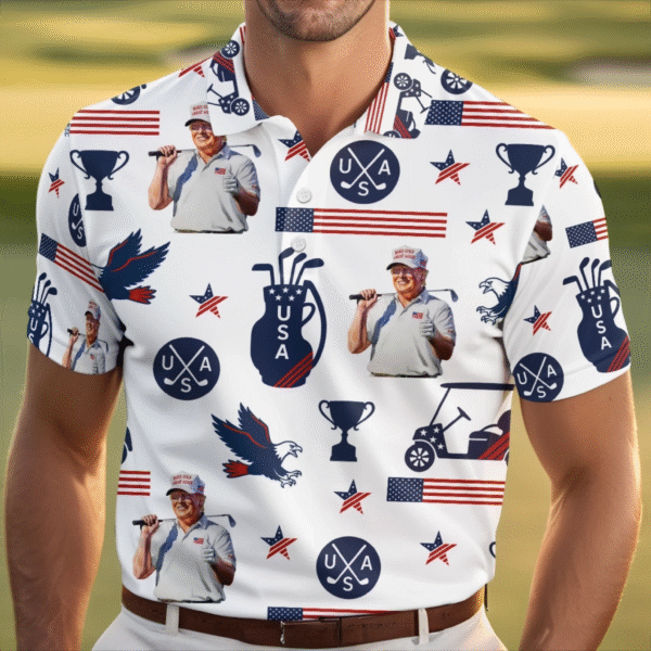 In Golf We Trust 2025 - US Patriotic Pride All Over Print Polo Shirt